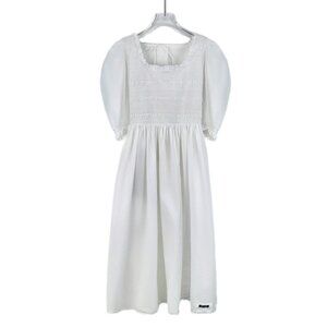 Miu Miu White cotton crewneck puff-sleeve dress